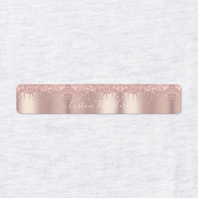 Rose Gold Blush Glitzer Sparkeln Tropfen - Text hi Etiketten (Design 3)