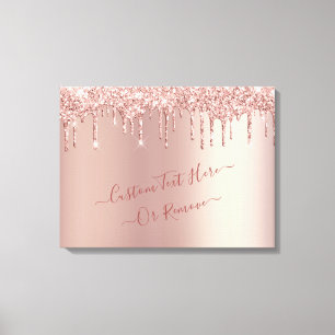 Rose Gold Blush Glitzer Sparkeln Tropfen - Text hi Leinwanddruck