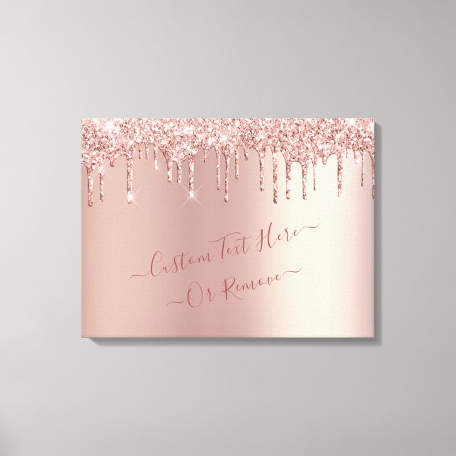 Rose Gold Blush Glitzer Sparkeln Tropfen - Text hi Leinwanddruck (Vorderseite)