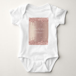Rose Gold Blush Glitzer Sparkeln Tropfen - Text/ N Baby Strampler