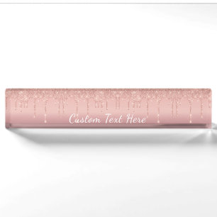 Rose Gold Blush Glitzer Sparkle Schreibtisch Name  Namensplakette