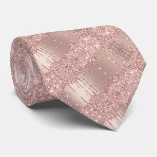 Rose Gold Blush Glitzer Sparkle Tropfen Hochzeit Krawatte