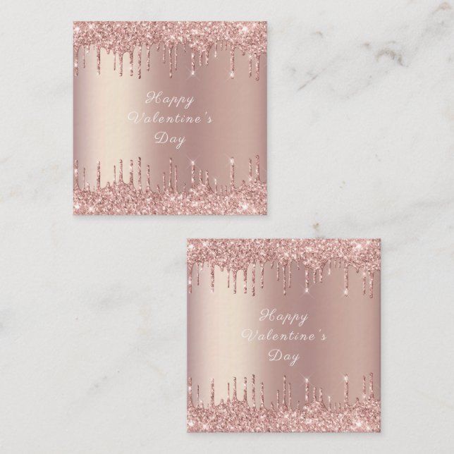 Rose Gold Blush Glitzer Sparkle Tropfen Valentine Mitteilungskarte (Vorne/Hinten)