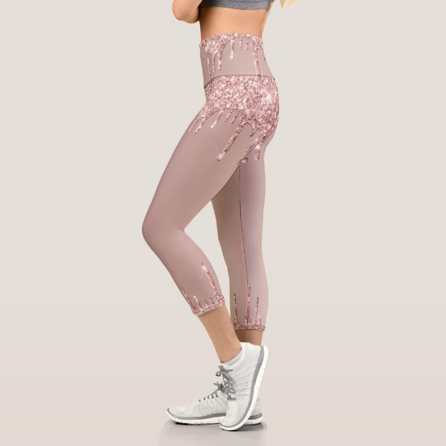 Rose Gold Blush Glitzer Sparkone Tropfen Leggings (Links)