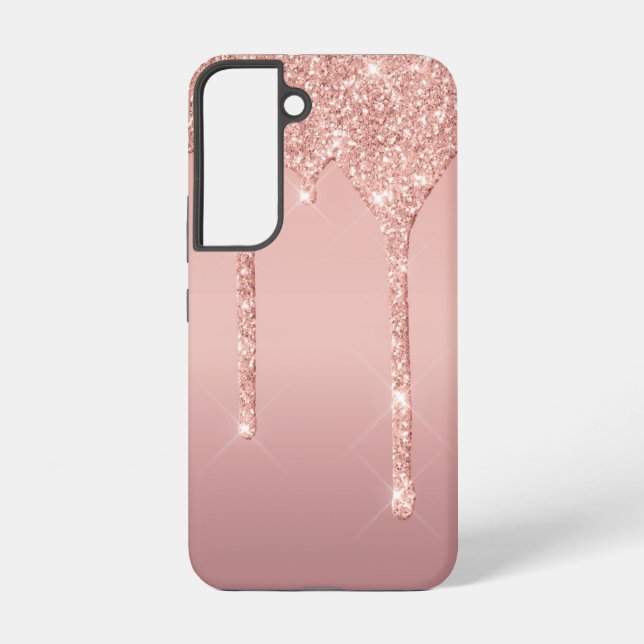 Rose Gold Blush Glitzer Sparkone Tropfen Samsung Galaxy Hülle (Rückseite)