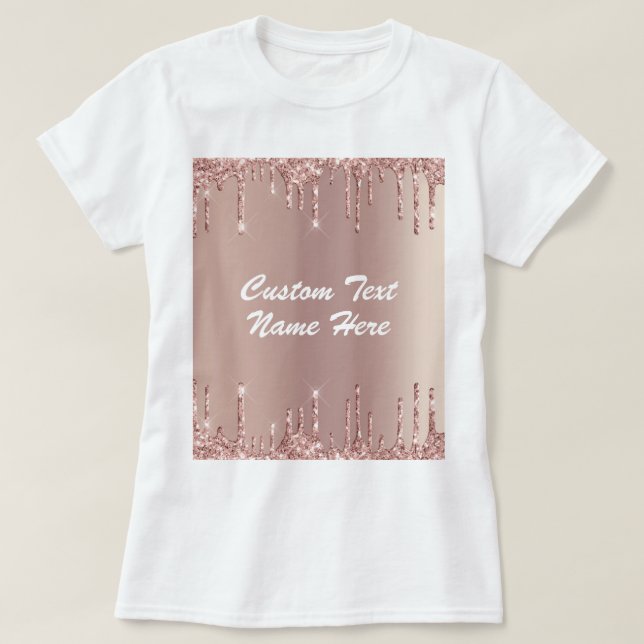 Rose Gold Blush Glitzer T - Shirt mit benutzerdefi (Design vorne)