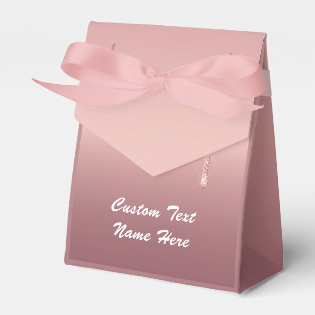 Rose Gold Blush Glitzer Textname Vorzug Box Gesche Geschenkschachtel (Vorderseite)