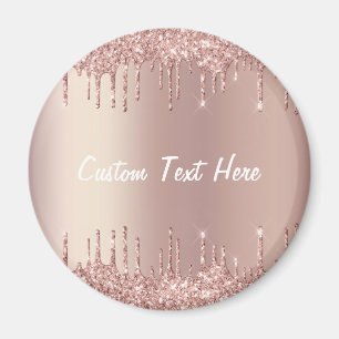 Rose Gold Blush Glitzer Tropfen Benutzerdefinierte Magnet