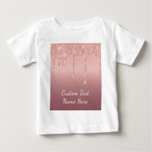 Rose Gold Blush Glitzer Tropfen Ihr Textname Baby T-shirt