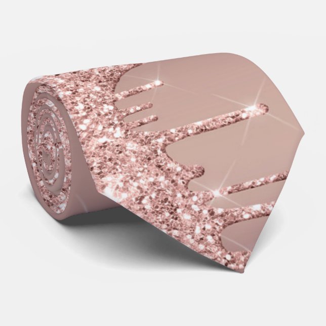 Rose Gold Blush Glitzer Tropfen Krawatte (Gerollt)