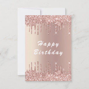 Rose Gold Blush Glitzer Tropfen Luxus Geburtstagsk Karte