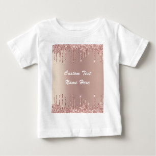 Rose Gold Blush Glitzer Tropfen Name Baby T - Shir T-shirt