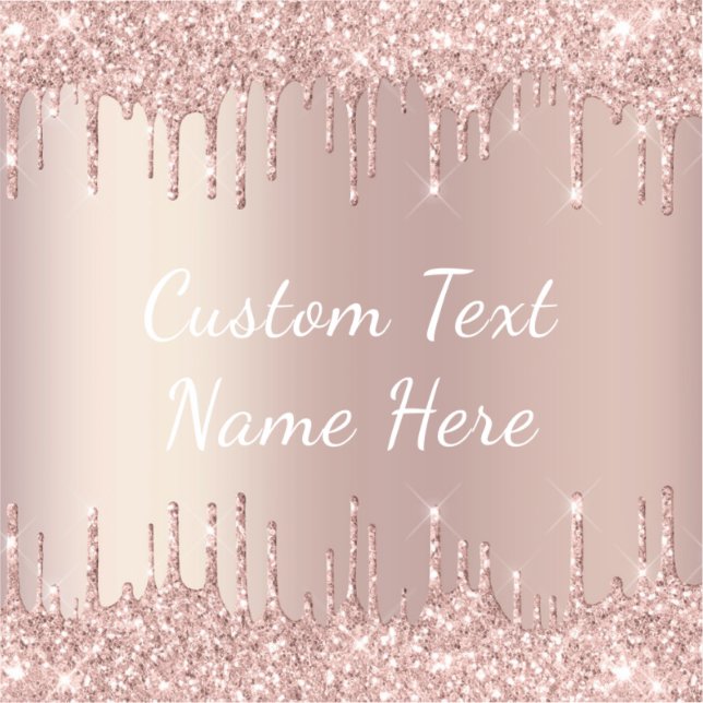 Rose Gold Blush Glitzer Tropfen Sticker mit Text (Vorderseite)