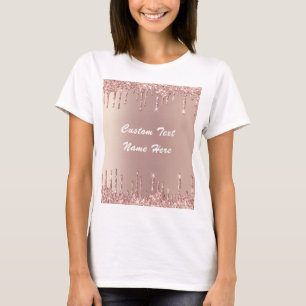 Rose Gold Blush Glitzer Tropfen T - Shirt Ihr Text