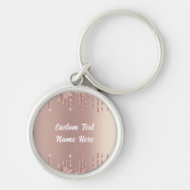 Rose Gold Blush Glitzer Tropfen Text Schlüsselanhä Schlüsselanhänger (Vorne)