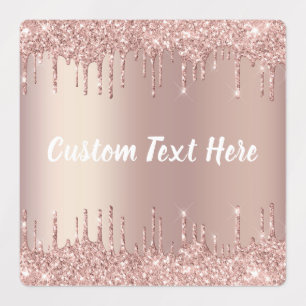 Rose Gold Blush Glitzer Tropfen Textmarkierungen Etiketten