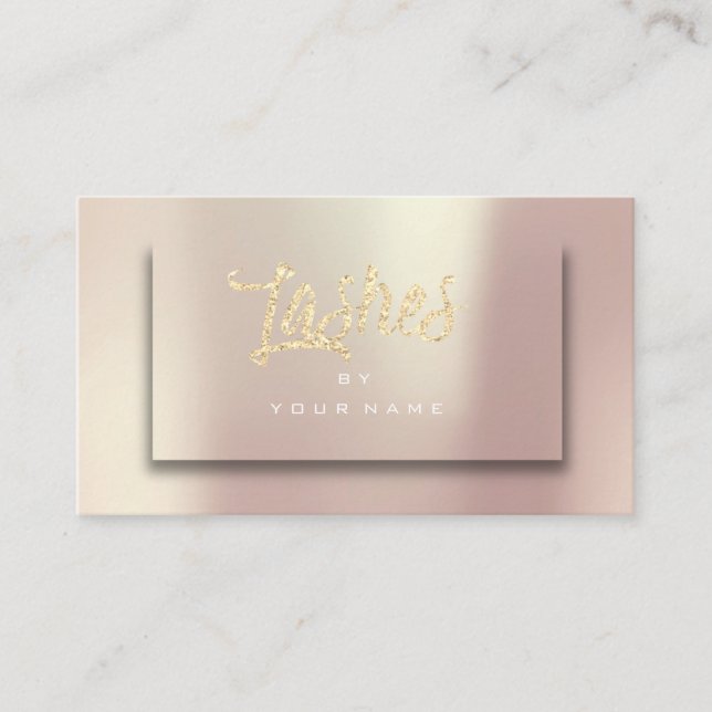 Rose Gold Blush Glitzer Typograph Makeup Lashes 3D Visitenkarte (Vorderseite)