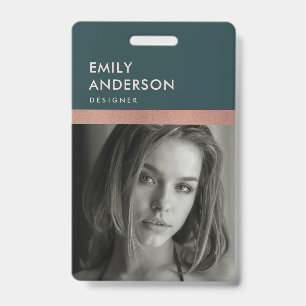 Rose GOLD BLUSH GREEN EMPLOYEE FOTO BAR CODE NAME Ausweis