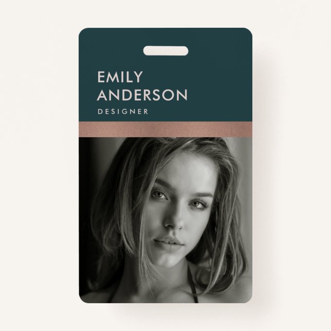 Rose GOLD BLUSH GREEN EMPLOYEE FOTO BAR CODE NAME Ausweis (Vorderseite)