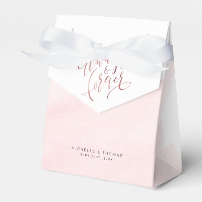Rose Gold Blush immer und für immer Script Hochzei Geschenkschachtel (Vorderseite)