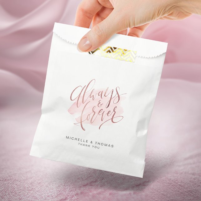 Rose Gold Blush immer und für immer Script Hochzei Geschenktütchen (Rose Gold Blush Always And Forever Script Wedding Favor Bag)