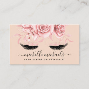 Rose Gold Blush Lashes Nachsorgeanweisungen Visitenkarte