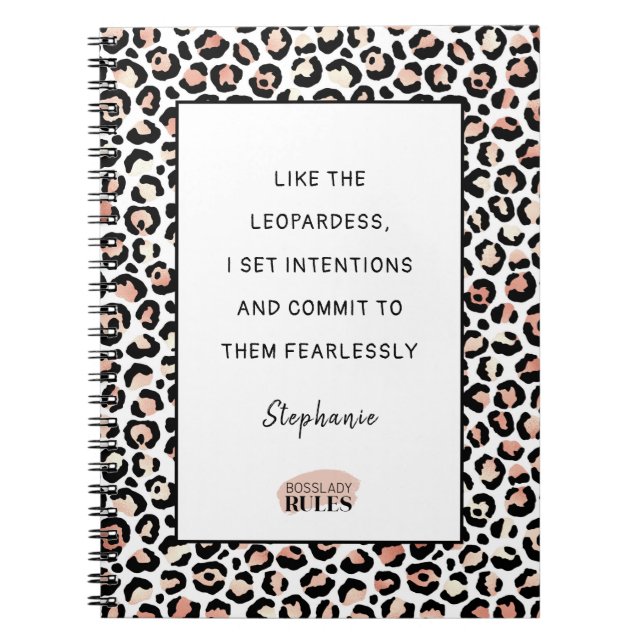 Rose Gold Blush Leopard Print Motivierend Kostenvo Notizblock (Vorderseite)