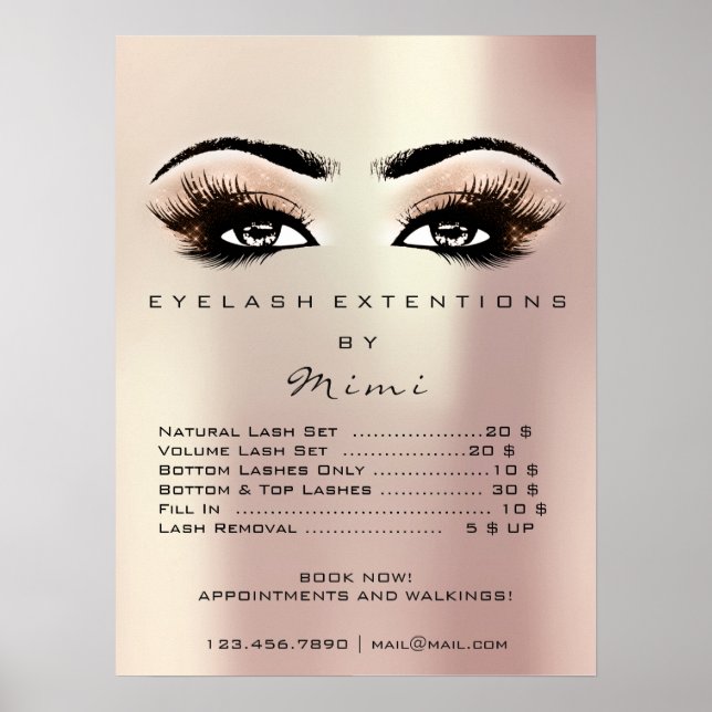 Rose Gold Blush Makeup Augen Lashes Preise Poster (Vorne)