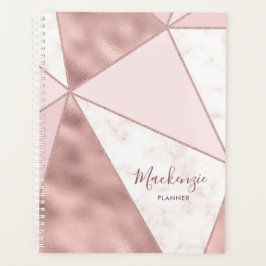 Rose Gold Blush Marble Geometric Modern Name Planer