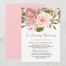 Rose Gold Blush Memorial Announcservice Einladung