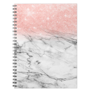Rose Gold Blush Ombre Glitzer auf Trendy Marble Notizblock