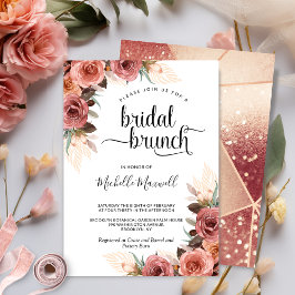 Rose Gold, Blush Pampas Grass Blumenbridal Brunch Einladung