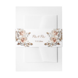 Rose Gold Blush Pink 3D Roses Your Names Wedding Einladungsbanderole