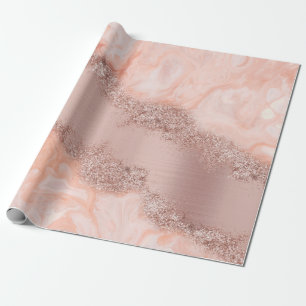 Rose Gold Blush Pink Agate Geode Glitzer Geschenkpapier
