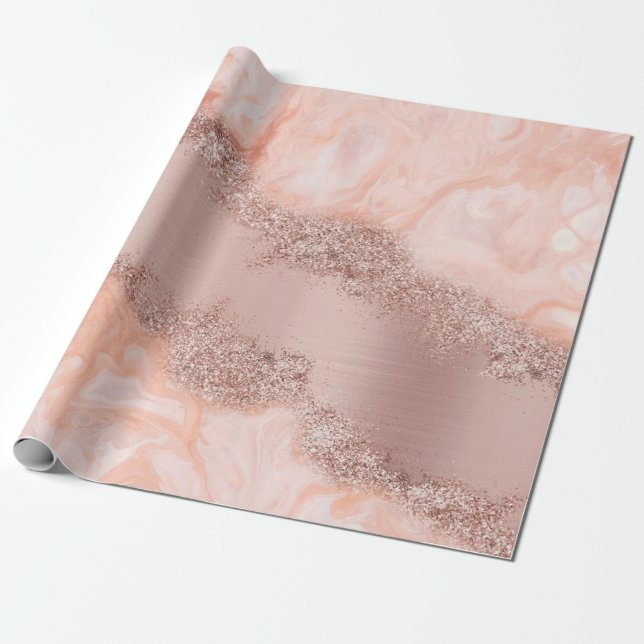 Rose Gold Blush Pink Agate Geode Glitzer Geschenkpapier (Ungerollt)
