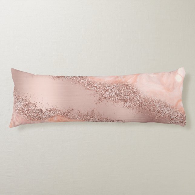 Rose Gold Blush Pink Agate Geode Glitzer Seitenschläferkissen (Vorderseite)