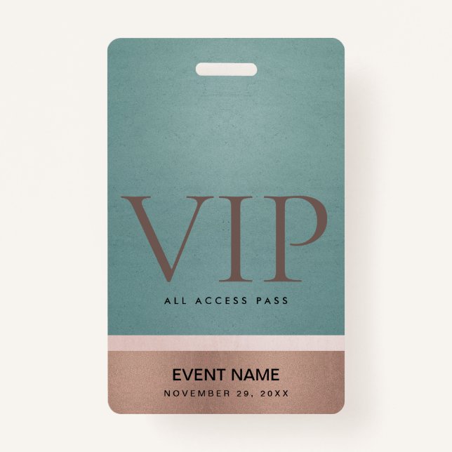 Rose GOLD BLUSH PINK AQUA VIP EREIGNIS ZUGRIFF PAS Ausweis (Vorderseite)