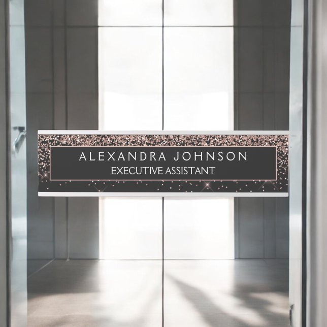 Rose Gold Blush Pink Black Glitzer Beruflich Türschild (Von Creator hochgeladen)