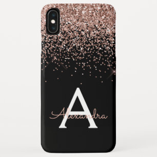 Rose Gold Blush Pink Black Luxe Glitzer Monogram Case-Mate iPhone Hülle
