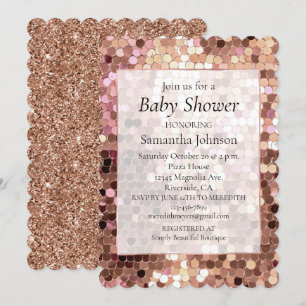 Rose Gold Blush Pink Confetti Babydusche Einladung