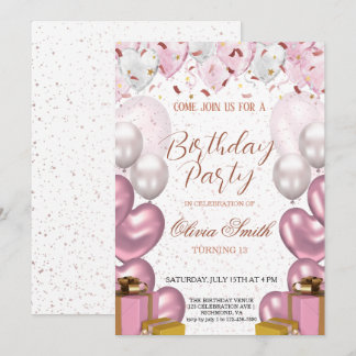 Rose Gold & Blush Pink Elegant Birthday Party  Einladung