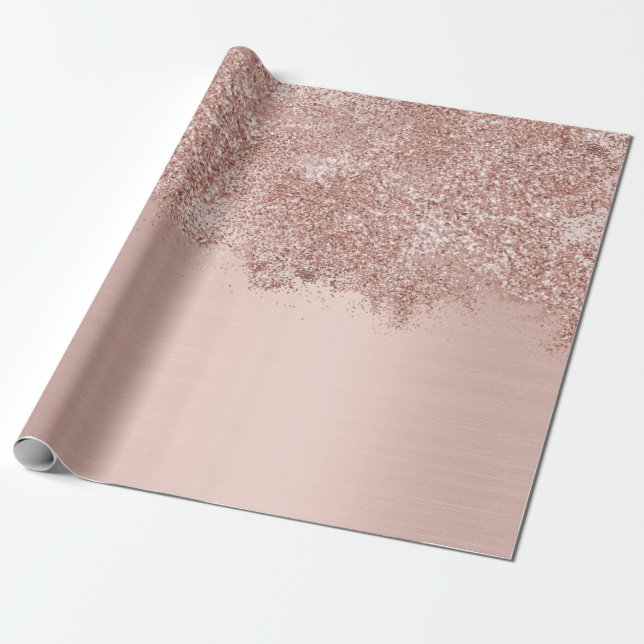Rose Gold Blush Pink Girl Glitzer Staub Geschenkpapier (Ungerollt)