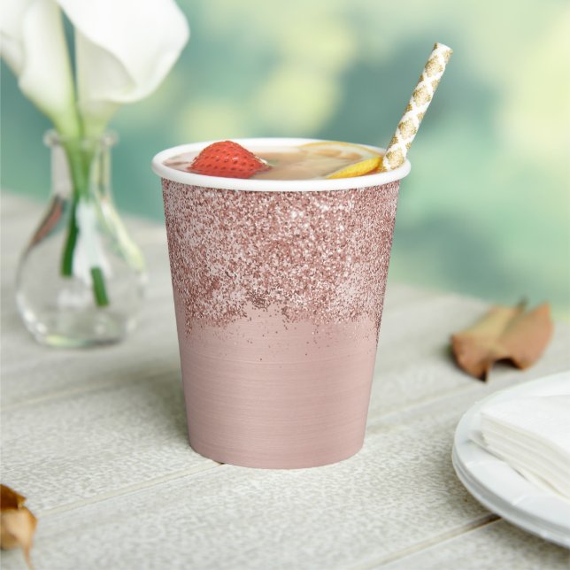 Rose Gold Blush Pink Girl Glitzer Staub Pappbecher (In Situ)