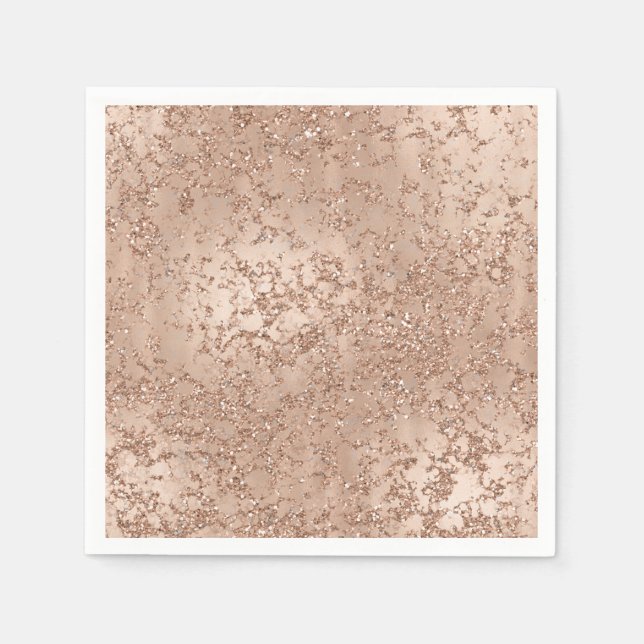 Rose Gold Blush Pink Glam Sparkle Crackle Party Serviette (Vorderseite)