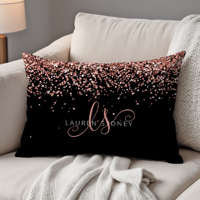 Rose Gold Blush Pink Glitter Glam Monogram Name Dekokissen (Von Creator hochgeladen)
