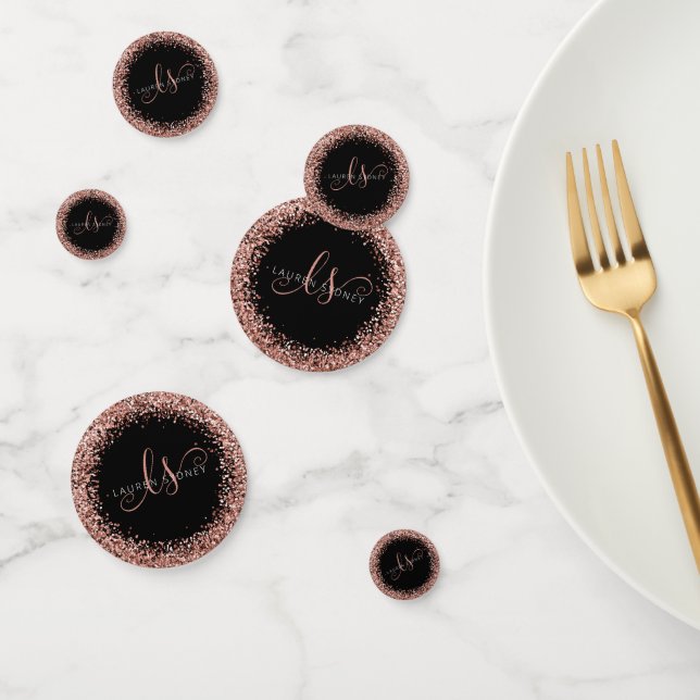 Rose Gold Blush Pink Glitzer Glam Monogram Name Konfetti (Gruppe)