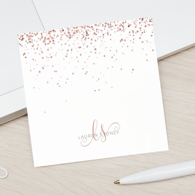 Rose Gold Blush Pink Glitzer Glam Monogram Name Post-it Klebezettel (Von Creator hochgeladen)