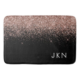 Rose Gold Blush Pink Glitzer Monogram Initialen Badematte