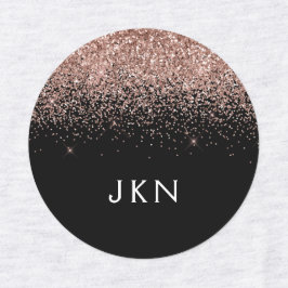 Rose Gold Blush Pink Glitzer Monogram Initialen Etiketten