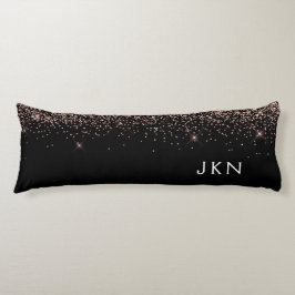 Rose Gold Blush Pink Glitzer Monogram Initialen Seitenschläferkissen